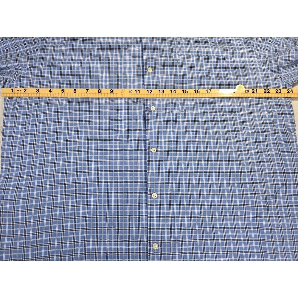 Peter Millar Crown Crafted Blue Plaid Button Down Men's Large Golf Dress Shirt - Picture 7 of 9